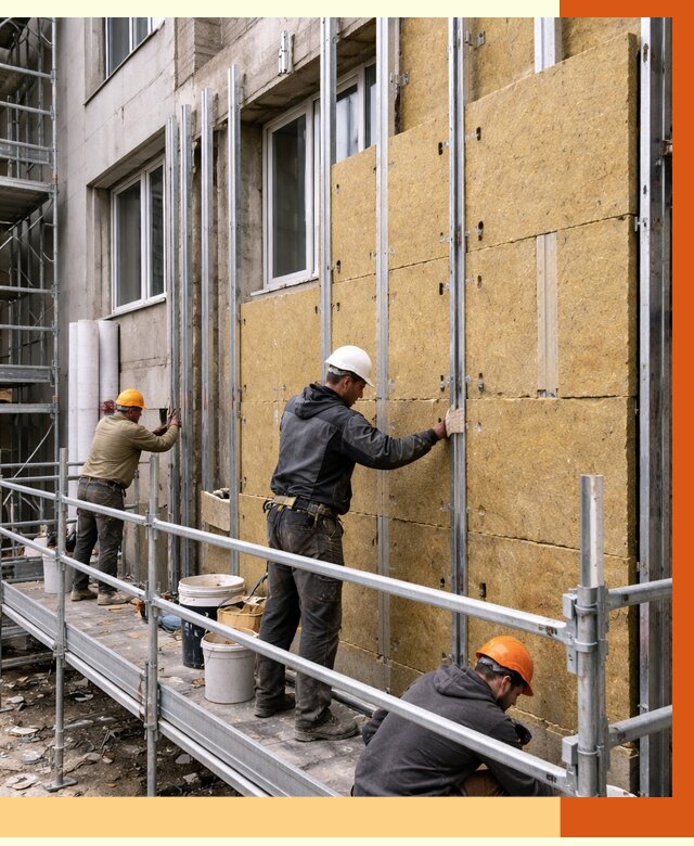 Утепление вентилируемого фасада в Дзержинском от 5731 руб/м2 — монтаж и утепление вентфасад | ТепломастерДзж
